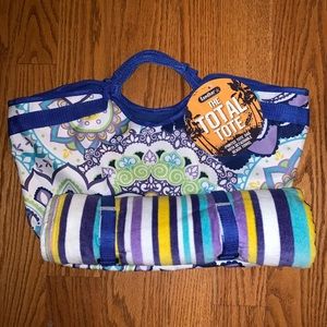 Large Beach Tote with Towel NWT